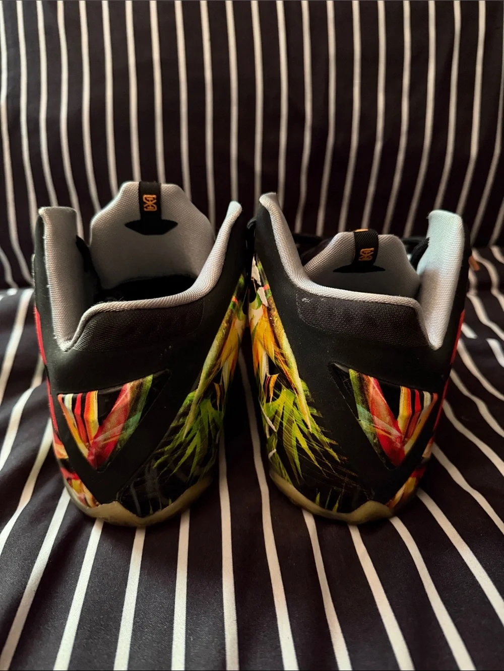 Nike Kids Black Sneakers with Multicolor Neon Graphics